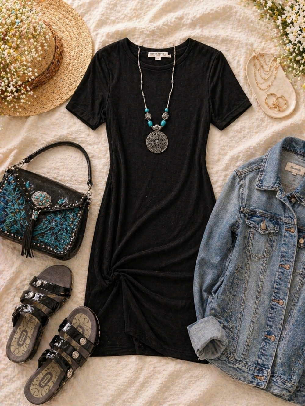 Velvet Torch Black Short Sleeve Dress Size Large Classic LBD Stretch